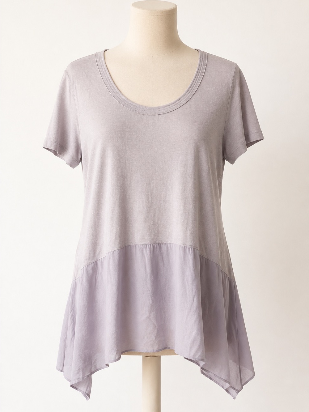 Taupe Scoop Neck Short Sleeve Top